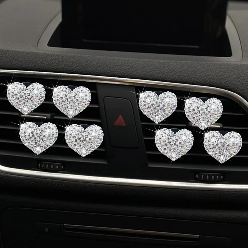 Heart-shaped Car Air Outlet Clip Creative Rhinestone Car Air Conditioning Air Outlet Perfume Decoration Clip Car Accessories