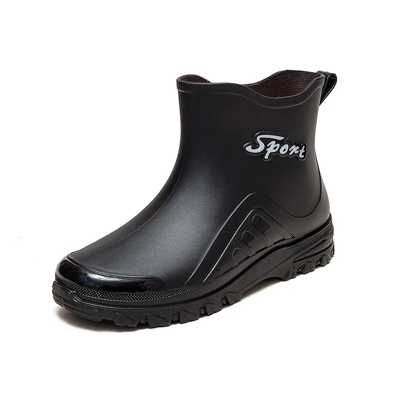 Mens Deck Boots Fishing Booties Rubber Waterproof Ankle Rain Boots Chelsea Boots for Garden Fishing Boating Camping Sailing