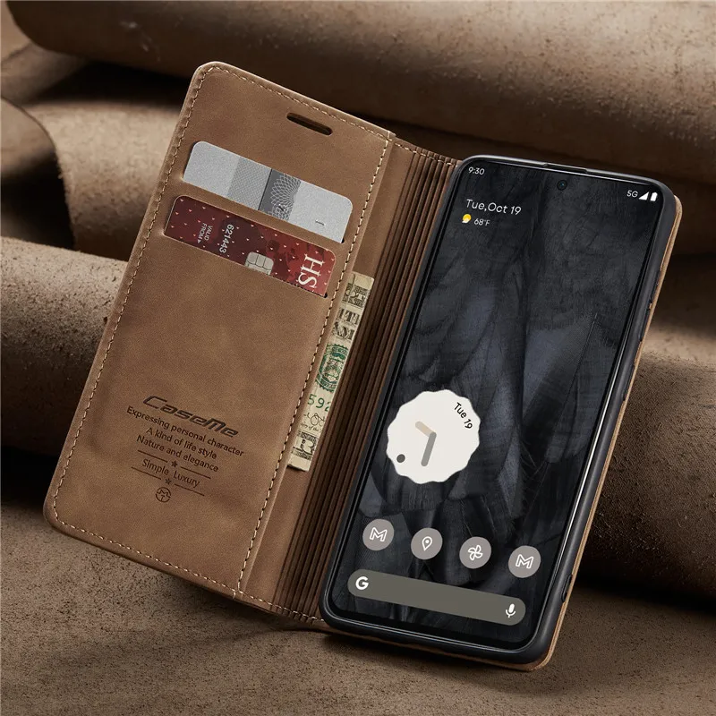 CaseMe High Quality Retro Magnetic Flip Leather Case for Google Pixel 9 Pro XL 7 6 Pro Wallet Card Cover Pixel 8A 7A Phone Coque