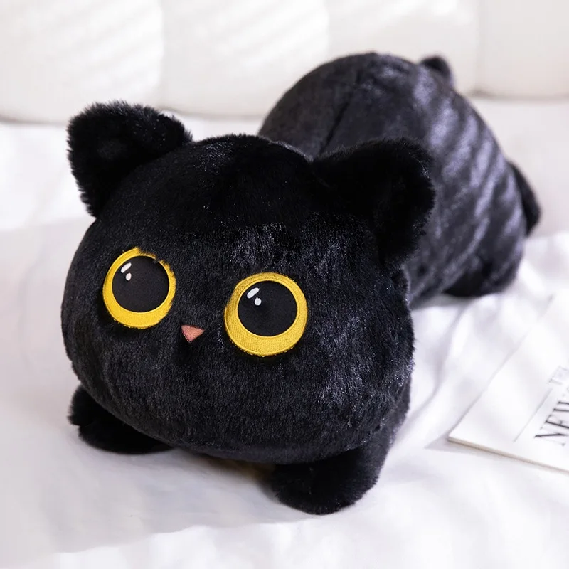 Jouet en peluche mignon petit chat noir pour enfants, oreiller de lit au beurre, jouet en peluche pour couples, cadeaux d'anniversaire de vacances, décoration de canapé de chambre