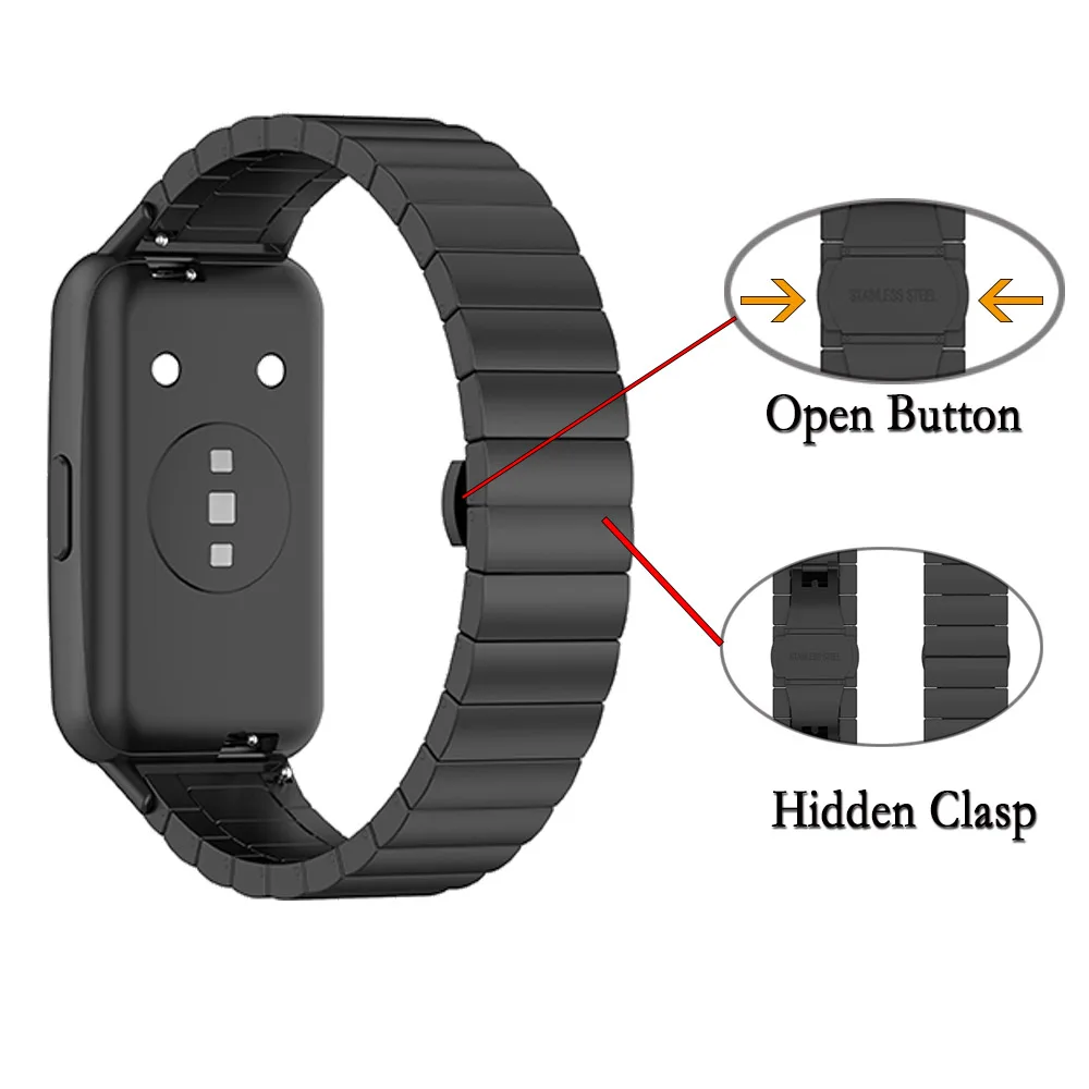 Metal Strap For Huawei Band 7 Stainless Steel Smart Watch Wristband Fashion Bussiness Style Watch Accessories Supplies