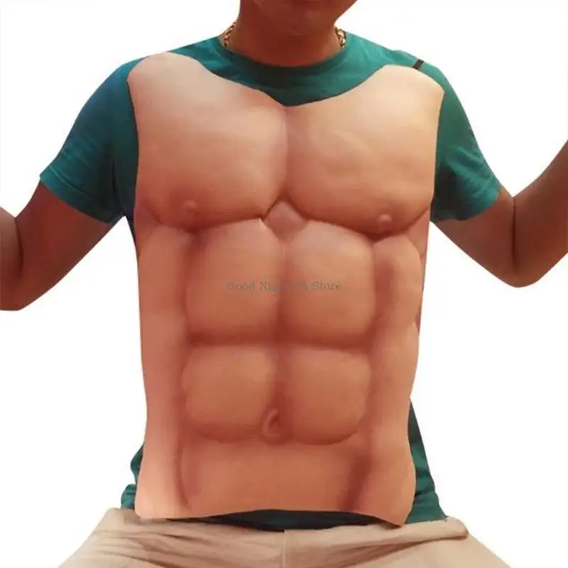 Male Muscle Chest Half Body Chest Men Fake Muscle Belly Costume Prop for Cosplays Makeup Halloween Party Props Costumes