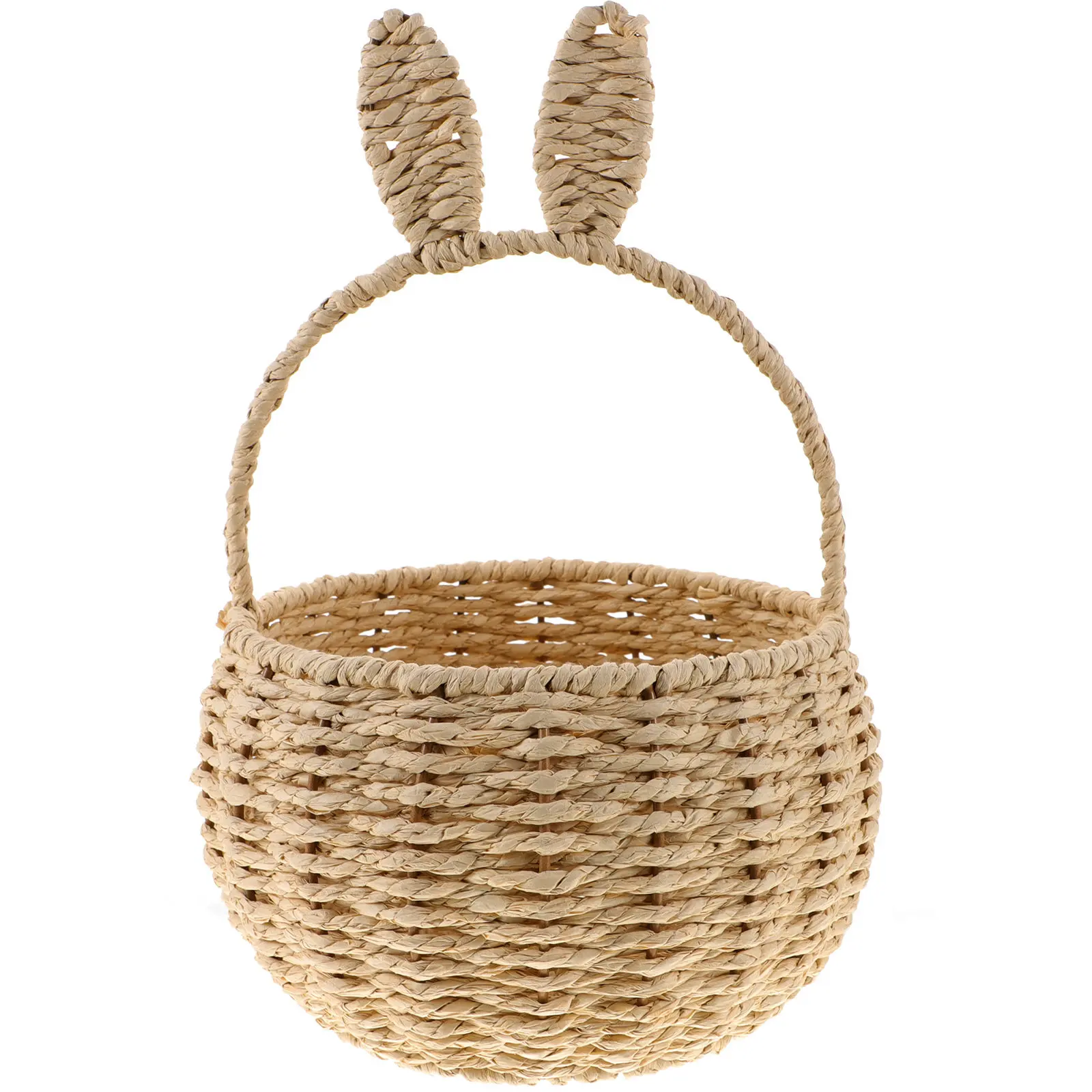 Rabbit Ear Hand Woven Storage Basket Natural Grass Woven Flower Basket for Home Decor Living Room Bedroom Kitchen Shelf view 4