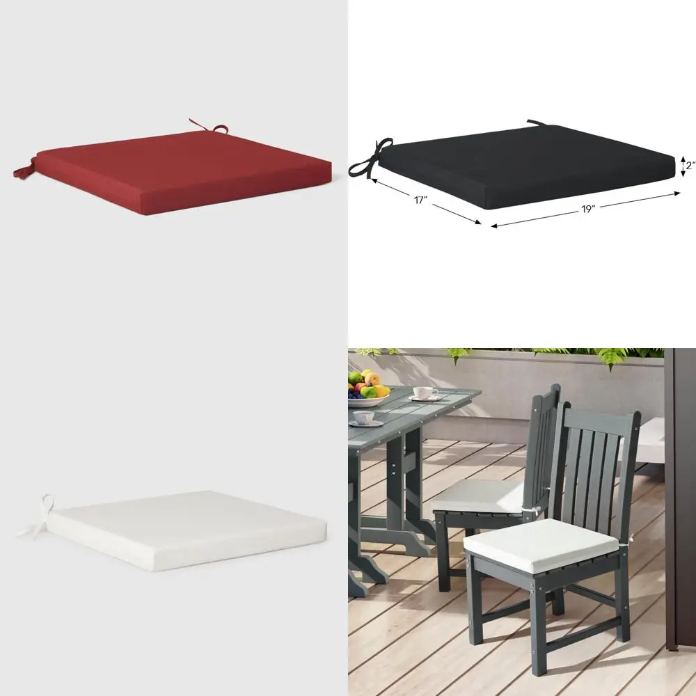 

Red Outdoor Patio Kitchen Dining Chair Square Seat Cushions Set of 4, 18x18, Comfortable Solace Cushions for Outdoor Dining