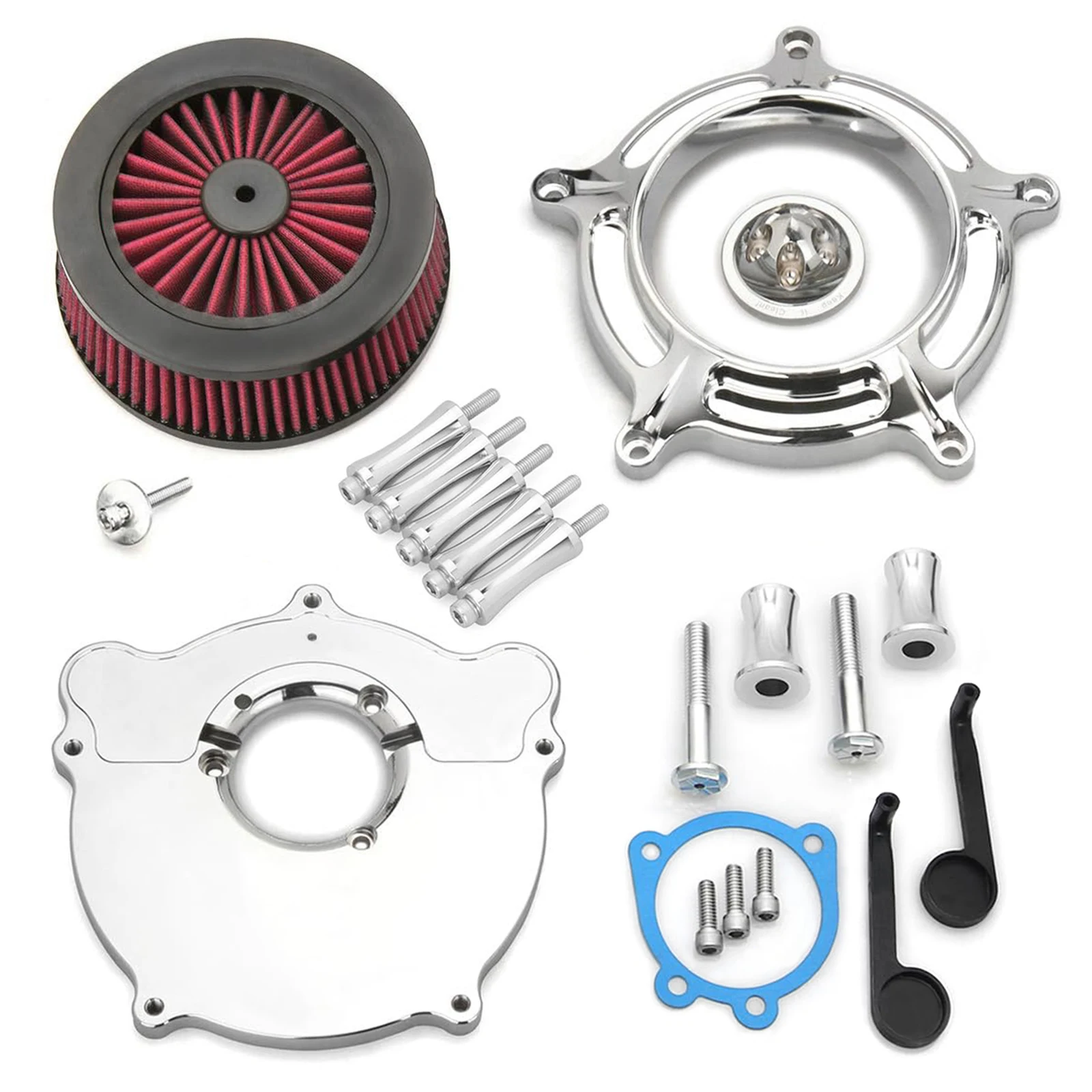 Fit For Harley Dyna 2000-17 Softail 00-15 Chrome Turbine Air Cleaner Gray red blue Intake Filter