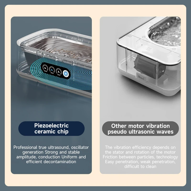 Lenovo Ultraschall-Reinigungsgerät für Brillen 650ml Mini Hochfrequenz-Vibrationsreinigung für Brillen, Schmuck, Zahnprothesen, Schnuller – Detail 11