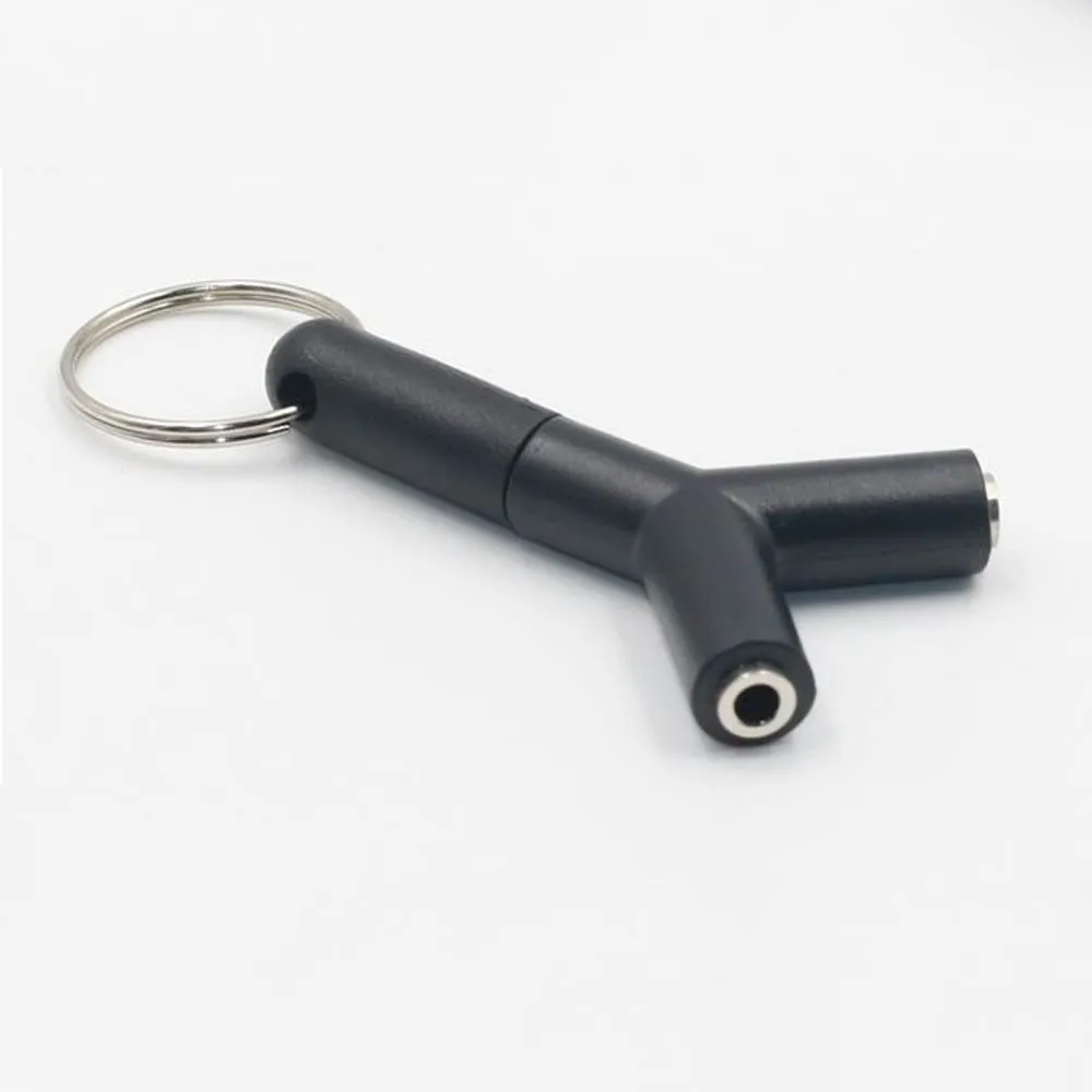 3.5mm Mini Y/U Shape Two-way Headphones Splitter Double Audio Jack Headset Splitter Connector Adapter Keyring Phone Accessory