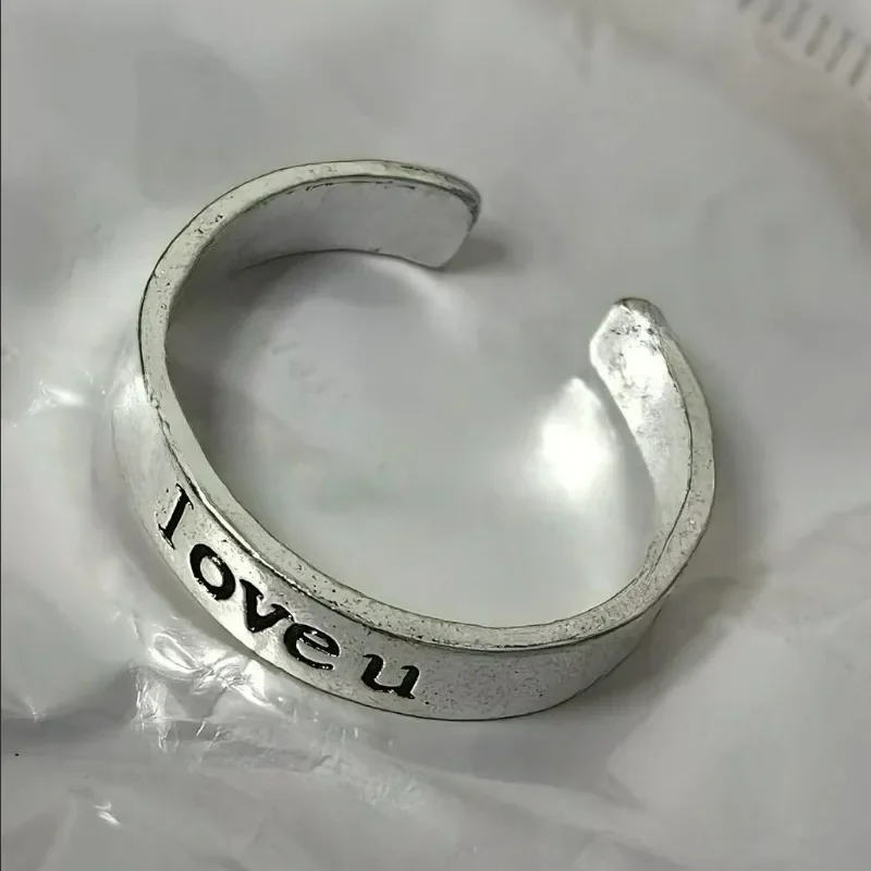 1/2 قطعة زوجين تصميم فريد من نوعه رسالة بصمة حلقة الحب U وأساعدني رسالة محفورة افتتاح خواتم للنساء الرجال افتتاح حلقة #6