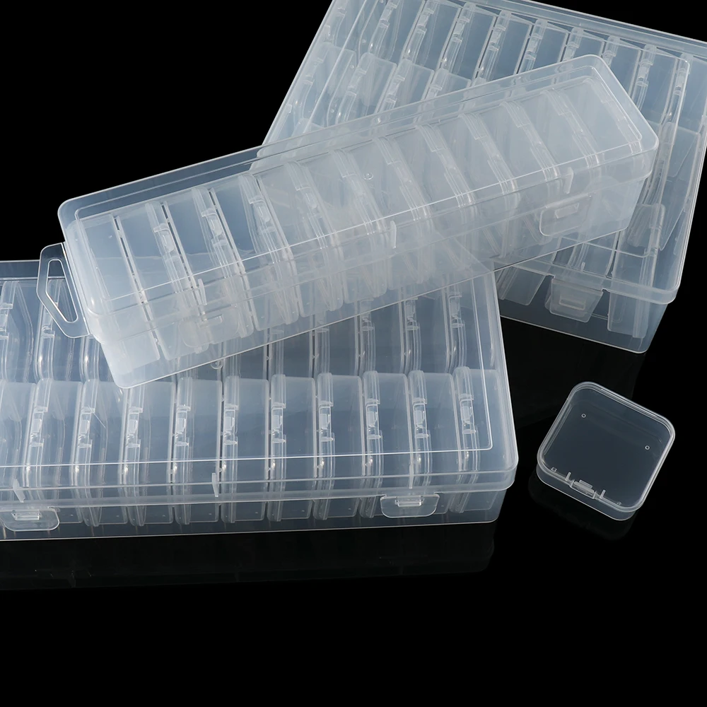  Bead Organizer Box 12/24/30Pcs Small Clear Plastic Bead Storage Containers with Hinged Lid for Storage Crafts Jewelry Organize