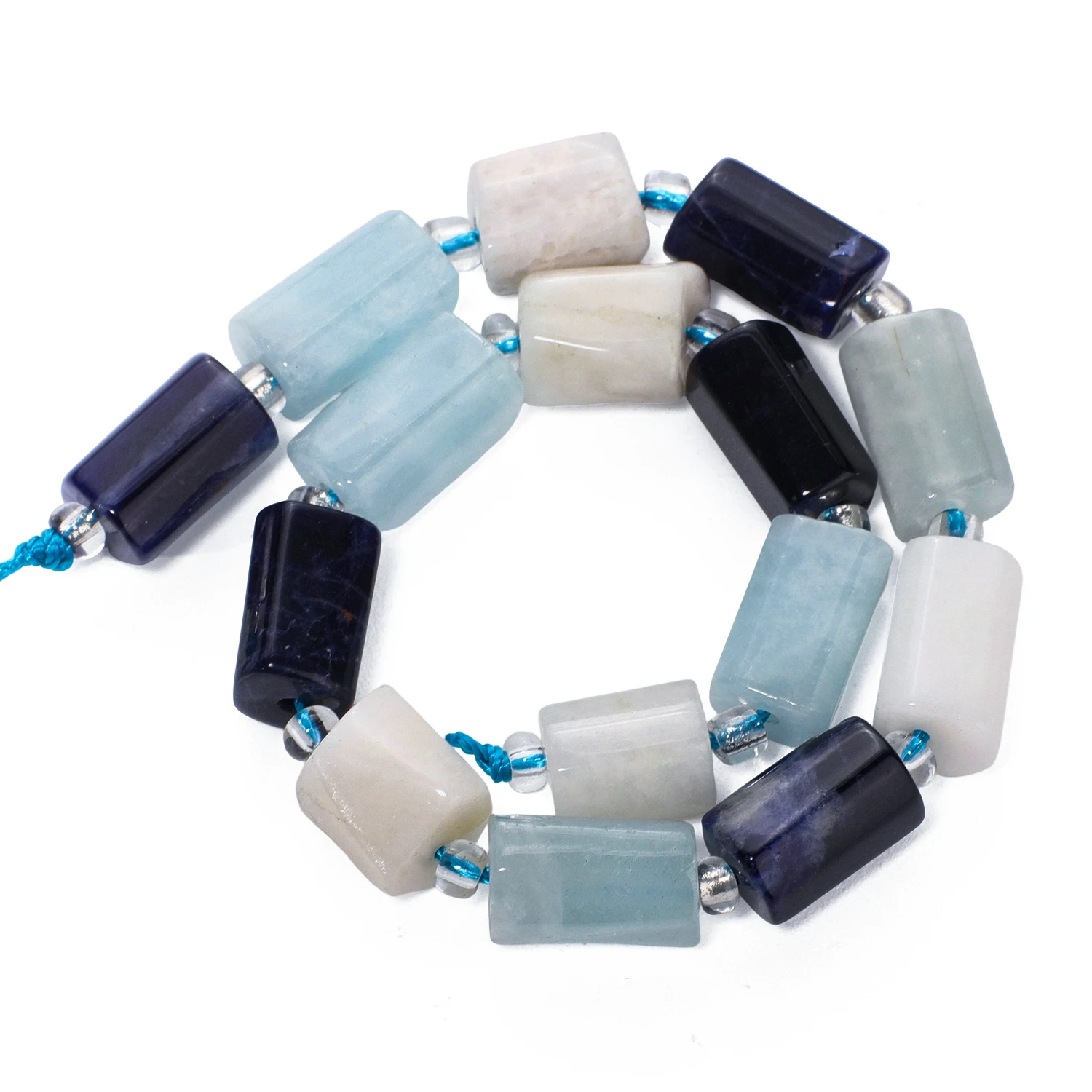 8-11mm Irregular Column Mix Natural Stone Aquamarine Moonstone Sodalite Beads Tube Spacer Beads for Jewelry Making DIY Bracelets