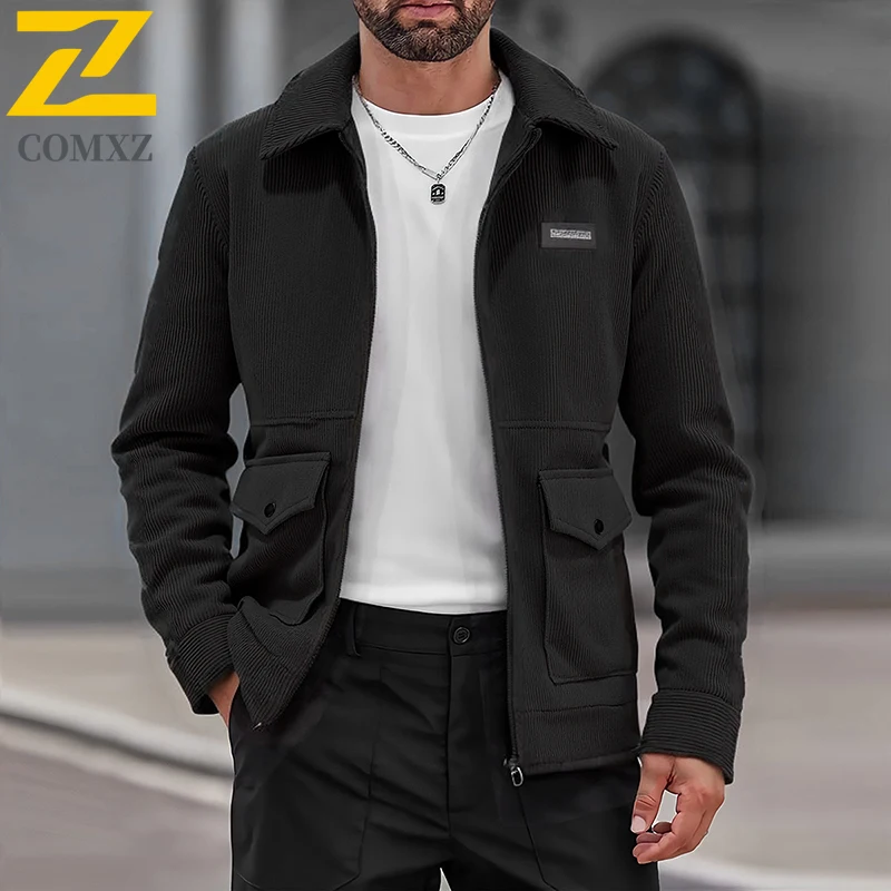 

2025 New Autumn Work Jacket Men's High Quality Retro Corduroy Lapel Baseball Jackets Brand Clothing Hip Hop Men Slim Fit Coat
