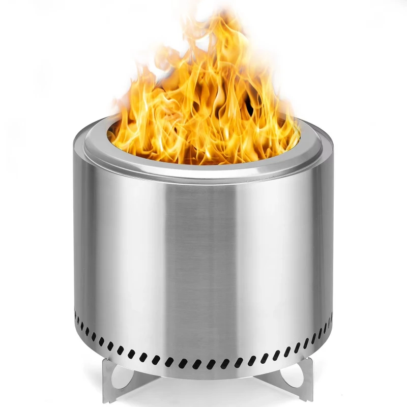 

Portable Outdoor Patio Backyard Fire Pit 304 Stainless Steel Tabletop Firepit Smokeless Bonfire for Camping Wood Fire Pits