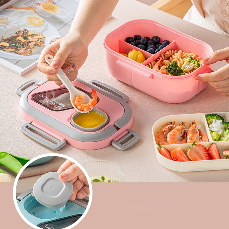 Adults Lunch  Portable Compartments Lunch Containers with Tableware  Bento Lunch  for Kids