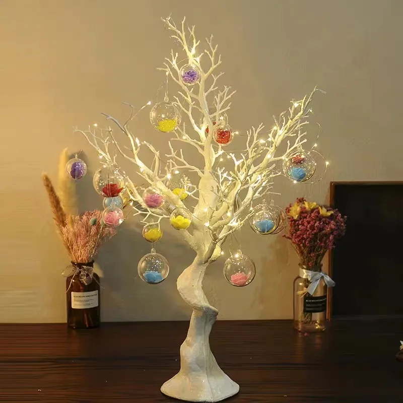 

30" Glittered White Centerpiece Table Top Decoration Tree + 8pcs Acrylic Chains
