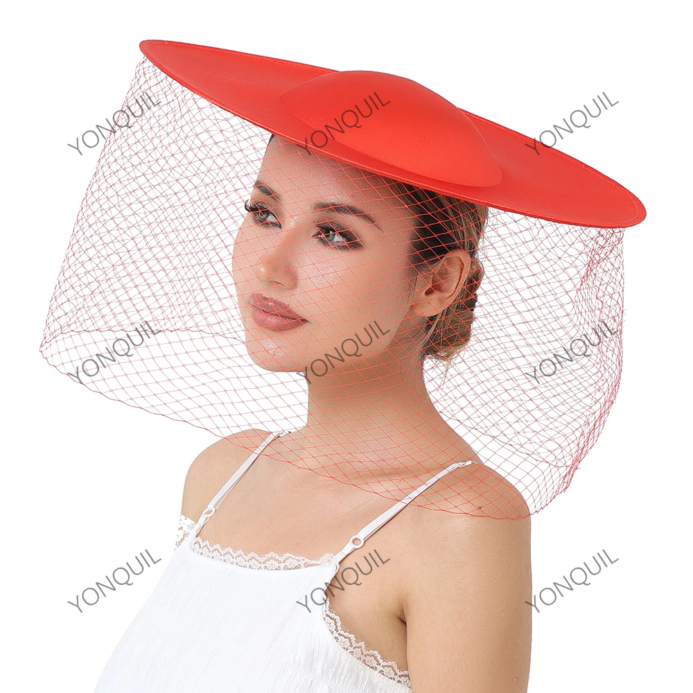 Women's Imitation Sinamay and satin Fascinator Hat with Bow Hairpin Mesh Cocktail Race Headwear Wedding Hair Accessories