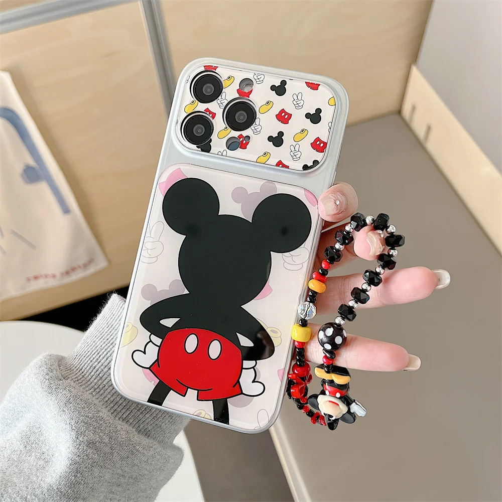 

Cute Mickey Electroplating phone case for iPhone 14 13 15 Pro 16 17 Pro Max Cover Cartoon Cases With Hinge Protection Funda Capa
