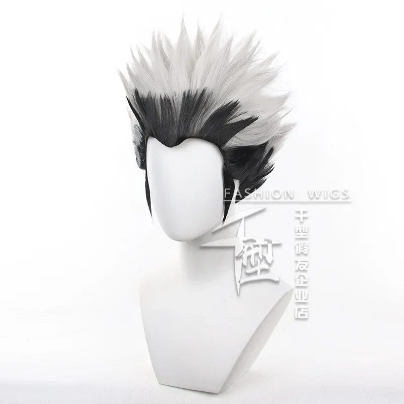 Anime Haikyuu Kotaro Bokuto Cosplay Wigs Short Black White Mixed Festival Party Carnival Props Halloween Party Wigs