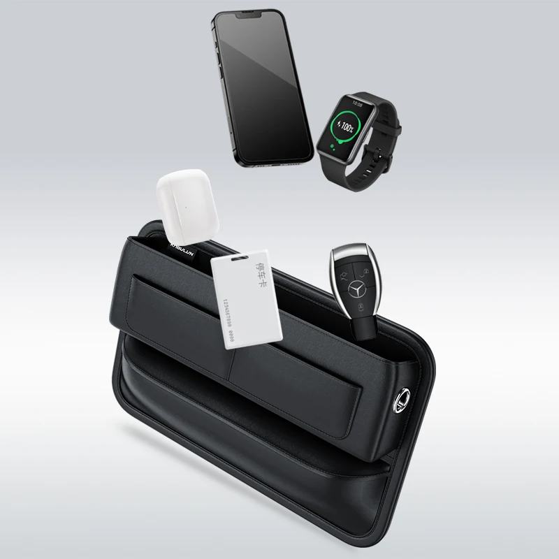 Caixa de armazenamento de controle central de fenda de carro com vários slots de cartão, sacos de armazenamento de motorista e passageiros, textura criativa, bolsa de carro