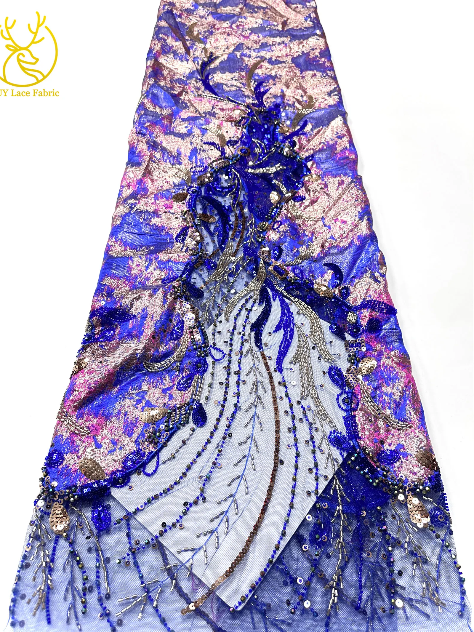 Burgunderroter neuer Design afrikanischer schwere Perlen-Chiffon-Spitzenstoff 2026 Hochwertiger nigerianischer Pailletten-Spitzenstoff für Partykleider – Detail 21
