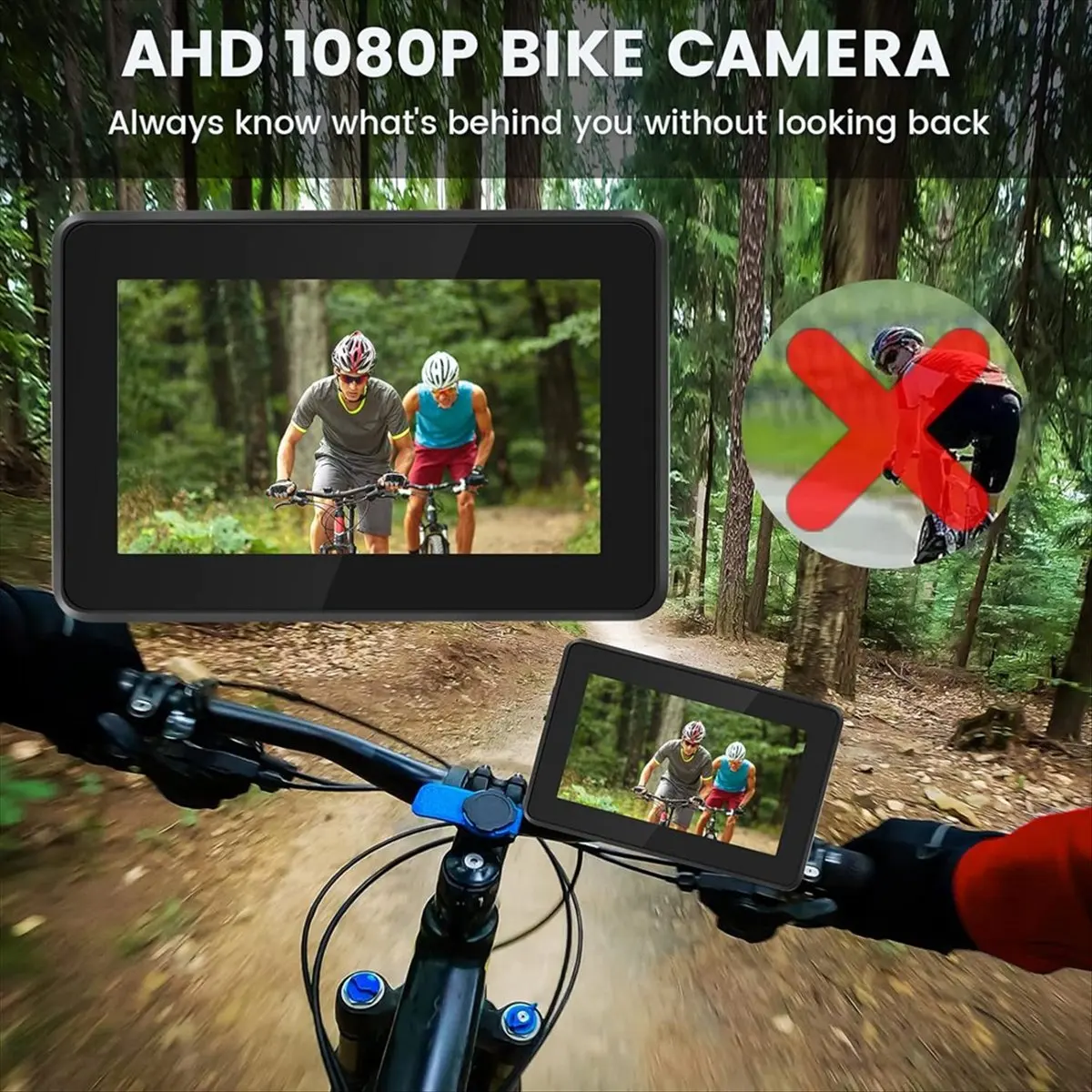 

[AD12] 1080P Bike Bicycle Mirror,Bicycle Rear View Camera 4.3In Screen Night Vision Handlebar Camera for Bicycle Mountain Bike