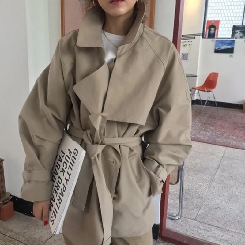 Chic Minimalism loose British style versatile trench coat