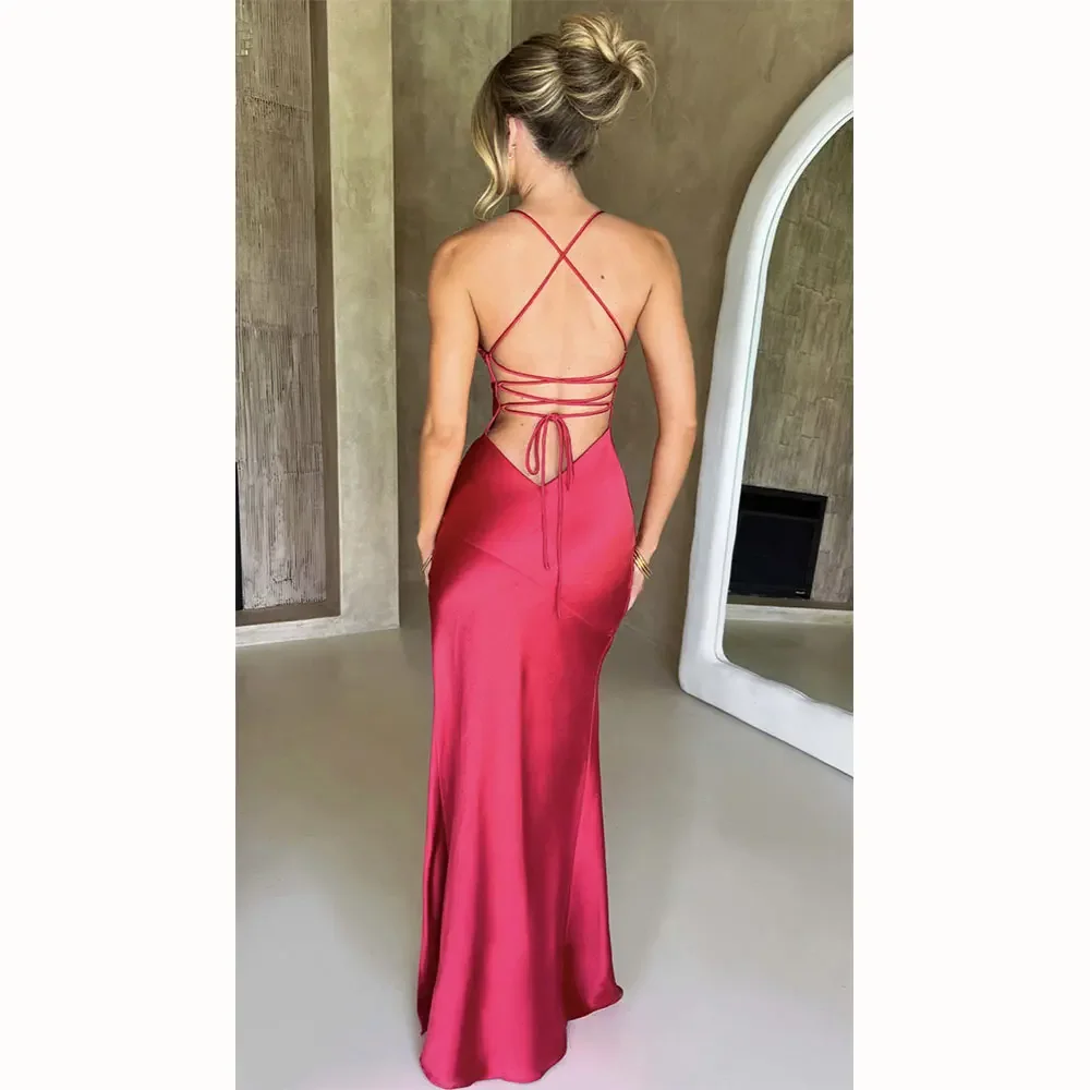 Townlike Elegant Maxi Long Slim Bodycon Dress Women Spaghetti Strap 2024 Sping Summer Dress Split Nightclub Sexy Party Dresses