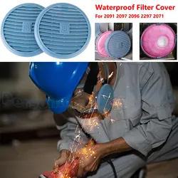 2Pcs Waterproof Filter Cover For 2091 2097 P100 Particulate Filter Replacement For 6200/7502/6800 Gas Chemical Respirator Mask