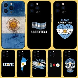 Argentina Flag Phone Case For iPhone 15,14,13,12,11 Plus,Pro,Max,XR,XS,X,7,8 Plus,SE,Mini Black Silicone Soft