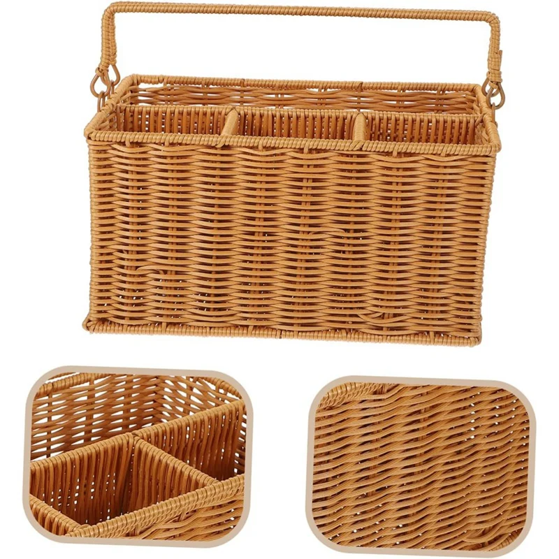 

Woven Cutlery Storage Basket Outdoor Silverware Cadd-Y Utensil Organizer Cutlery Organizer Cutlery Holder Basket Easy To Use