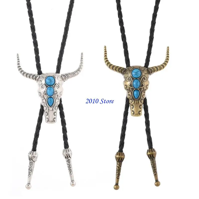 ربطة عنق بولو F3MF للجنسين على طراز Herdsman مع قلادة معدنية متينة وحزام بولي يوريثان مرن #1