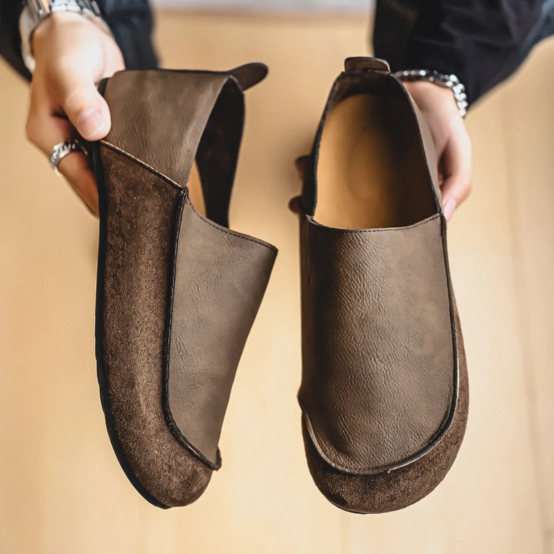 Man Loafers Outdoor Walking Fashion Mens Casual Shoes Soft Leather Comfort Breathable Lazy Driving Shoes