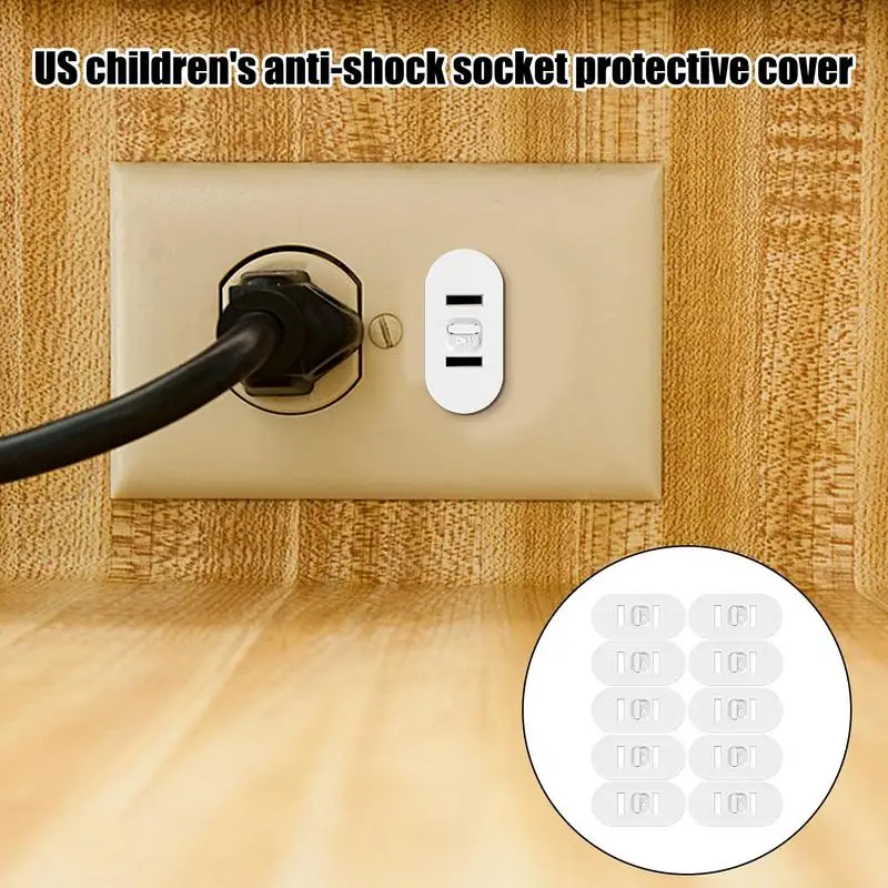 10pcs Safety Electric Socket Outlet Plug Protection For Child US Standard Anti Accidental Touch Self-Adhesive Electric PlugCover