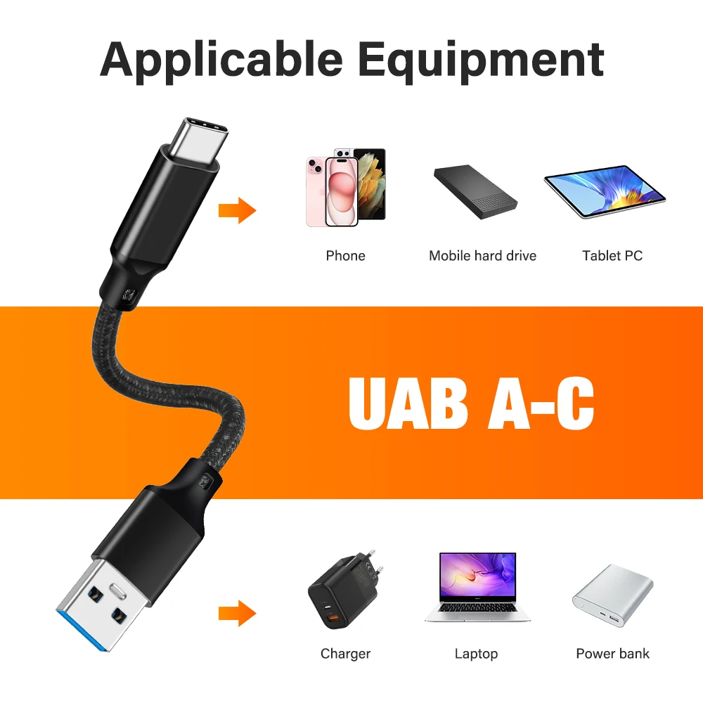 Ultra high speed USB3.2 10Gbps USB A to Type C 3.2 Gen2 Cable Data Transfer USB C SSD Hard Disk Wire PD 60W QC 3.0 Fast Charging