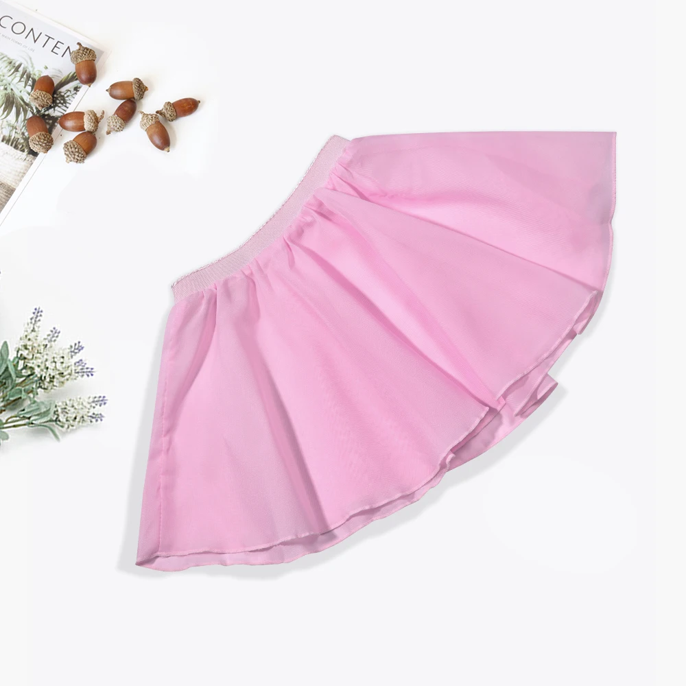 Girls Dance Ballet Skirt Kid Toddler Chiffon Skirt Pull On Dance-wear Tutu Dresses Performance Costume