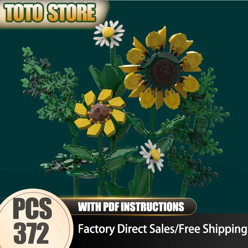 

Creative Flower Moc Building Block Modular Sunflower and Daisy Model Technology Brick Assembly Toy Construction Holiday Gifts
