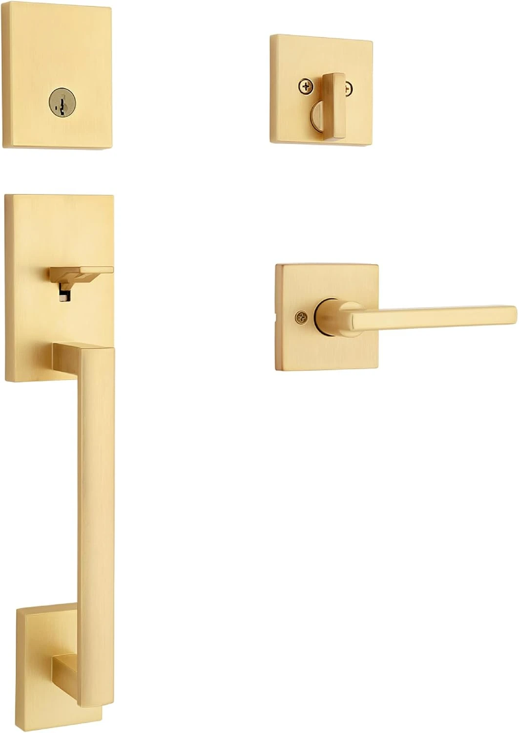 

Front Door Lock Handle and Deadbolt Set, Entry Handleset Exterior with Interior Reversible Lever