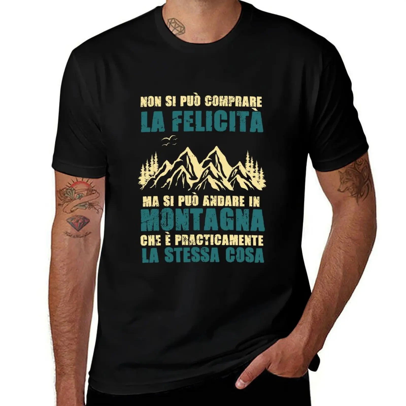 Camiseta La montagna mi chiama e io devo andare, camisetas divertidas, camiseta de humor oscuro