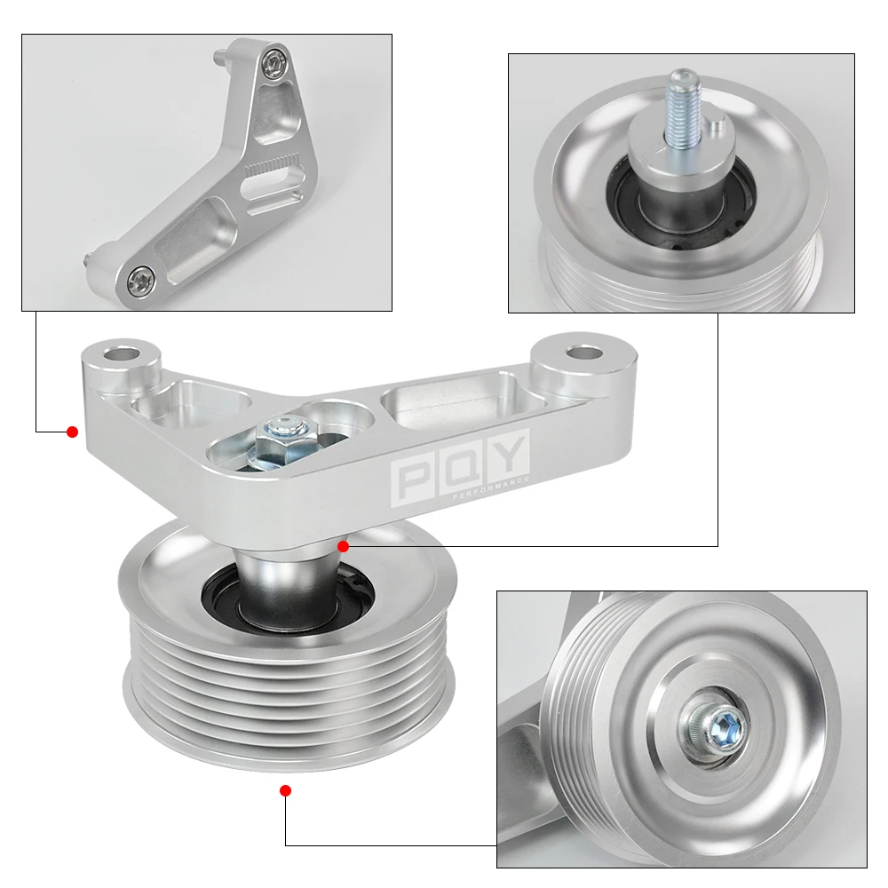 WLR - Adjustable EP3 Pulley Kit For Honda 8th 9th Civic All K20 & K24 Engines with Auto Tensioner Keep A/C Installed WLR-CPY01