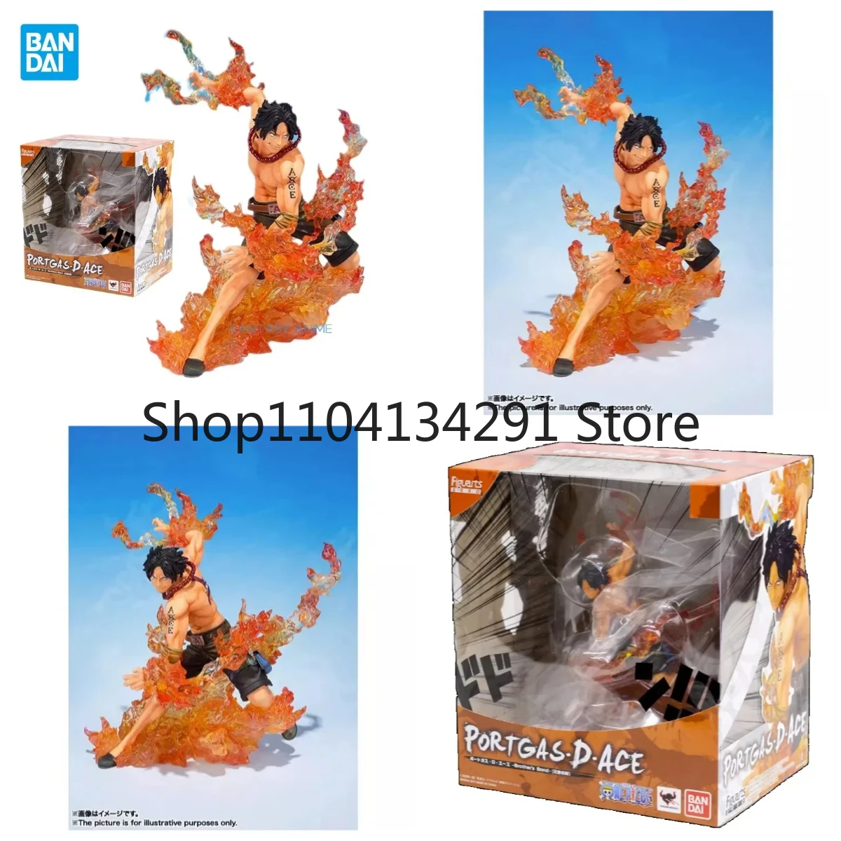 

Authentic Original Bandai Figuarts Zero One Piece: The Bond of Brothers Flame Ace Battle Version Action Figure Birthday Gift Toy