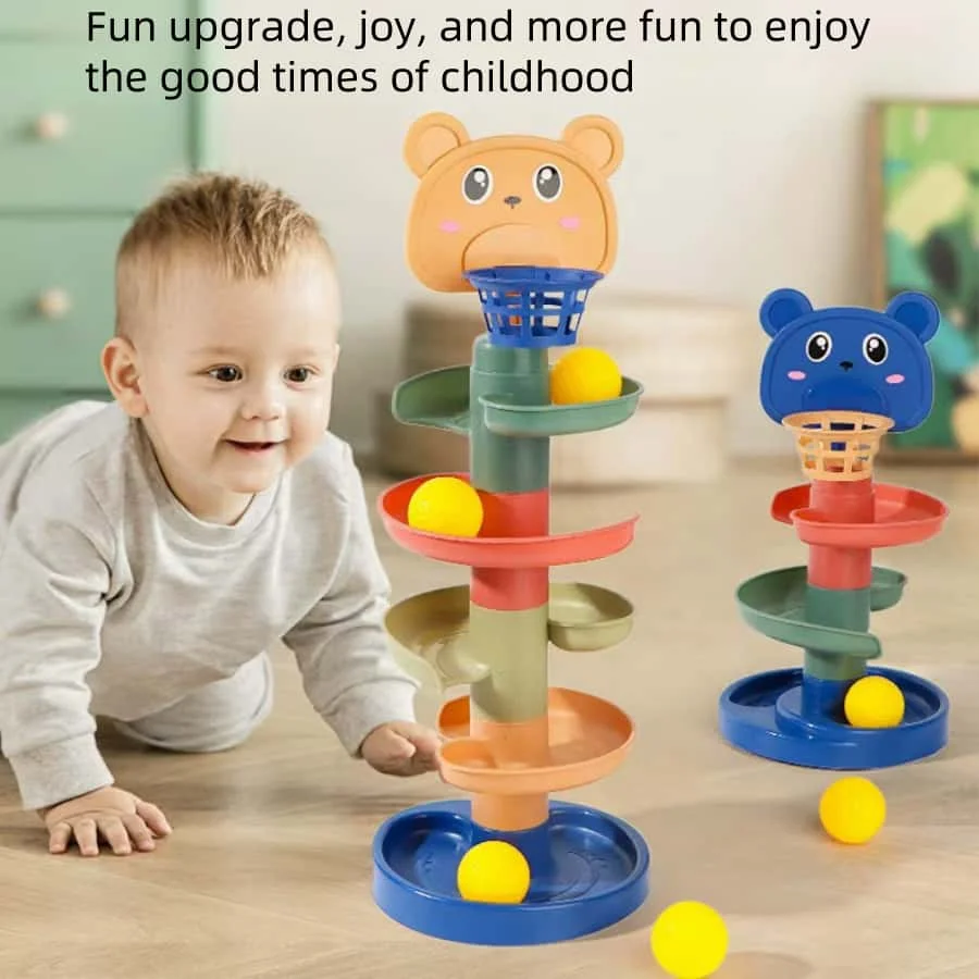 1 Piece of Baby Educational Toys Basketball Shooting Game Rolling Ball Slide Tower Track Toy Kidsren's Birthday/Christmas/Holiday Gift [Random Color]