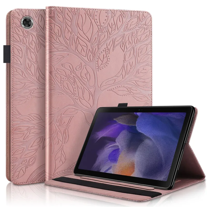 Tablet Cover For Samsung Tab A11 Case 2025 Embossed Tree Flip Wallet Stand Cover For Funda Galaxy Tab A11 8.7 inch Case Coque