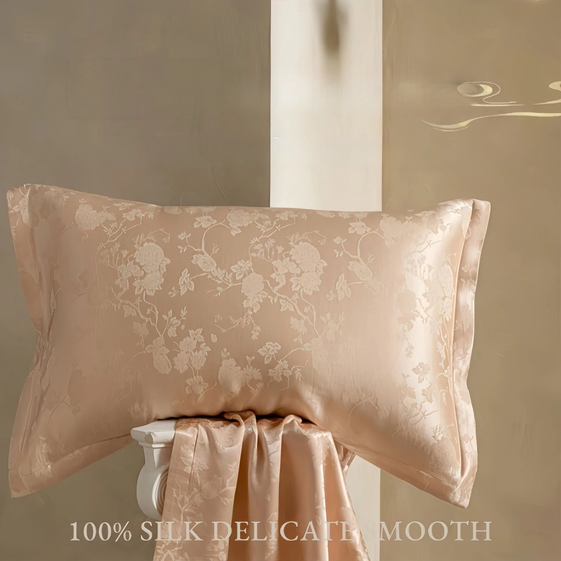 6A Grade Mulberry Silk Pillowcase 48x74cm Pair Chinese Jacquard Heavy Silk Front Soft Skin-Friendly for Women Sleep Travel