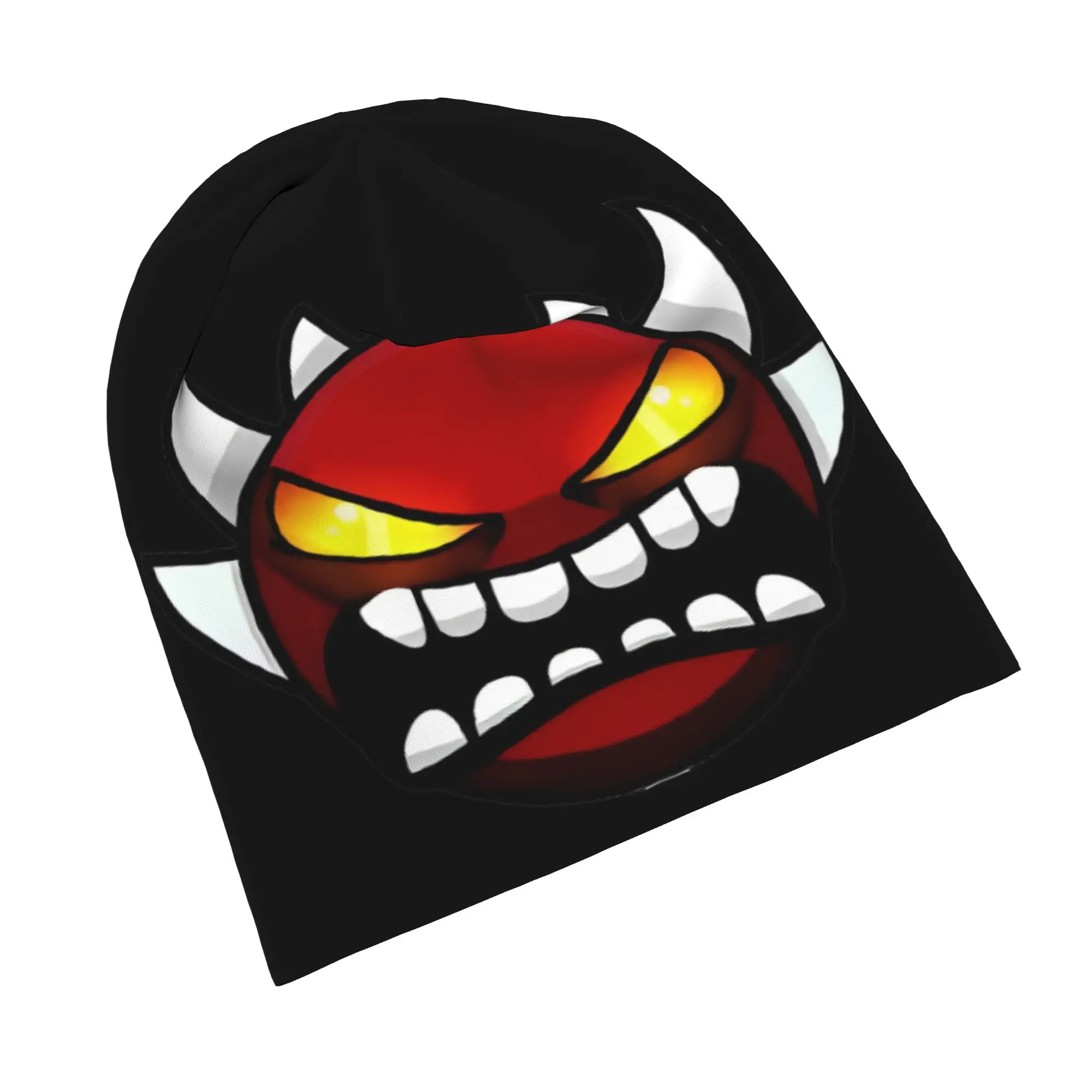 Geometry Dash Demon Caps  Goth Autumn Winter Outdoor Skullies Beanies Hat Summer Warm Dual-use Bonnet Hats