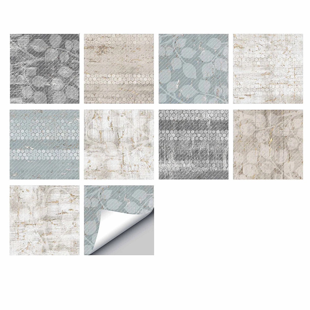 

10 Pcs Anti Slip Wear Resistant PVC Tile Stickers Diagonal Waterproof Floor Wall Decor Bath Room Smooth Surface Nordic Style