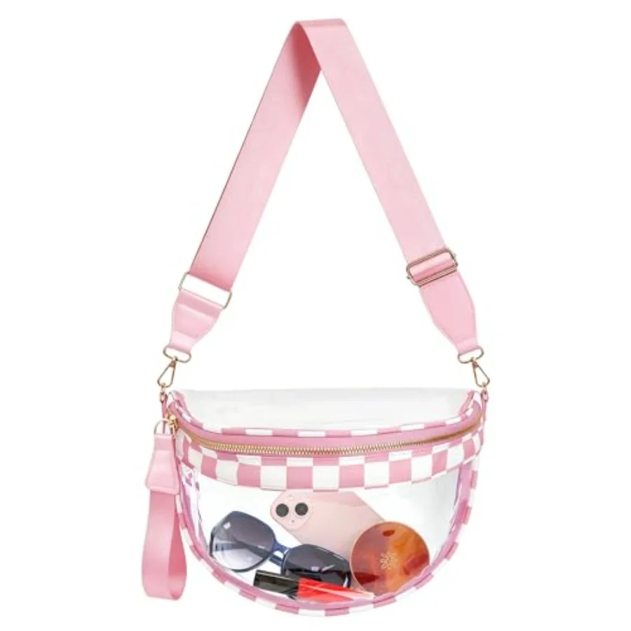 

Checkered Bum Bag Clear Bag For Stadium Events, Crossbody Fanny Pack Game Day Stadium Bags For Women Concert Work Travel Birthd