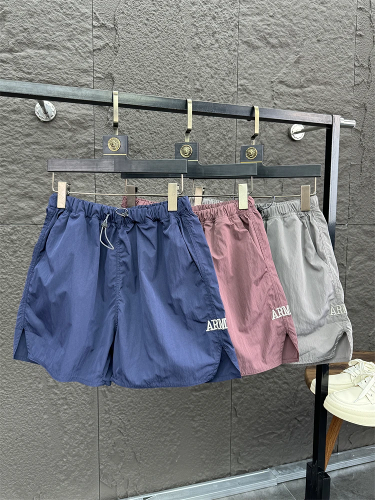 

Мужские уличные американские ретро тренировочные спортивные штаны Qui Dry orts Summer Faion с вышивкой, свободные прямые повседневные четвертьбрюки