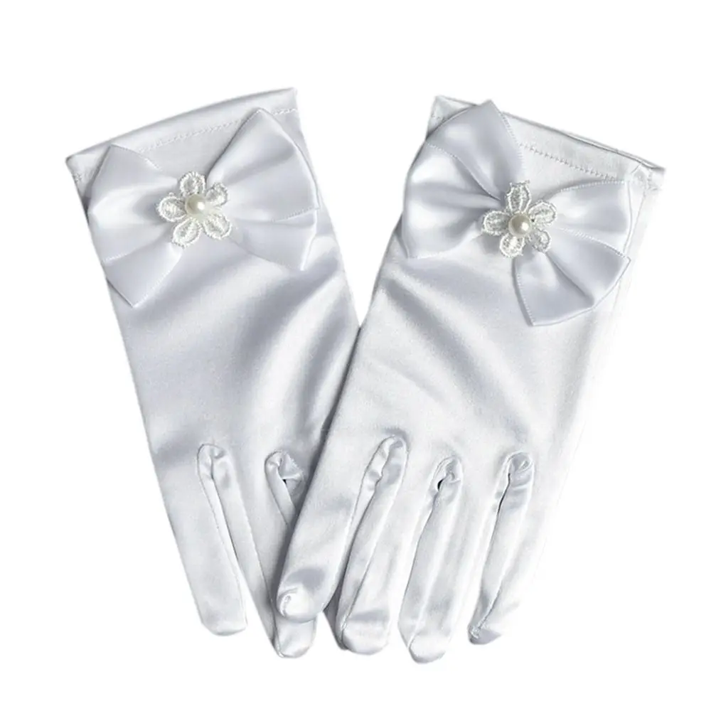 

Children's Wedding Dress Gloves Full Finger Mittens Wedding Flower Girl's Gloves Stage Gloves