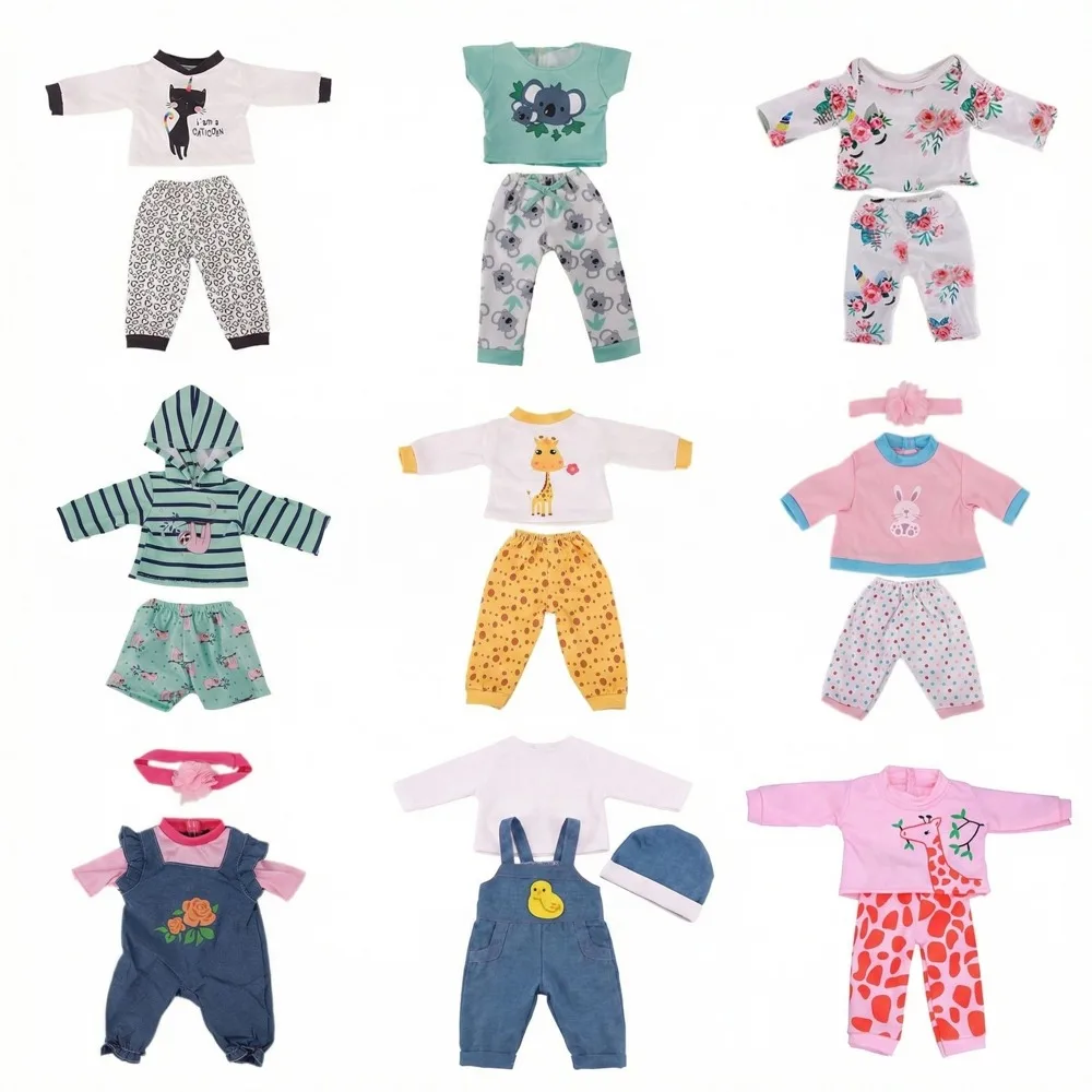 2 Pcs/Set Animal Pajamas Suit For 43cm Baby Doll Clothes Accessories And 18 Inch American Doll Girl's Toys Our Generation