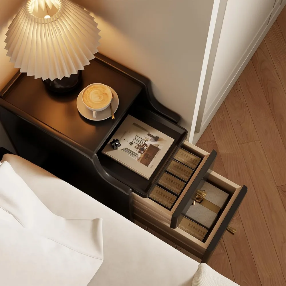 منضدة خشب الجوز المدمجة مع أدراج، طاولة جانبية رفيعة من الخشب الصلب لغرف النوم