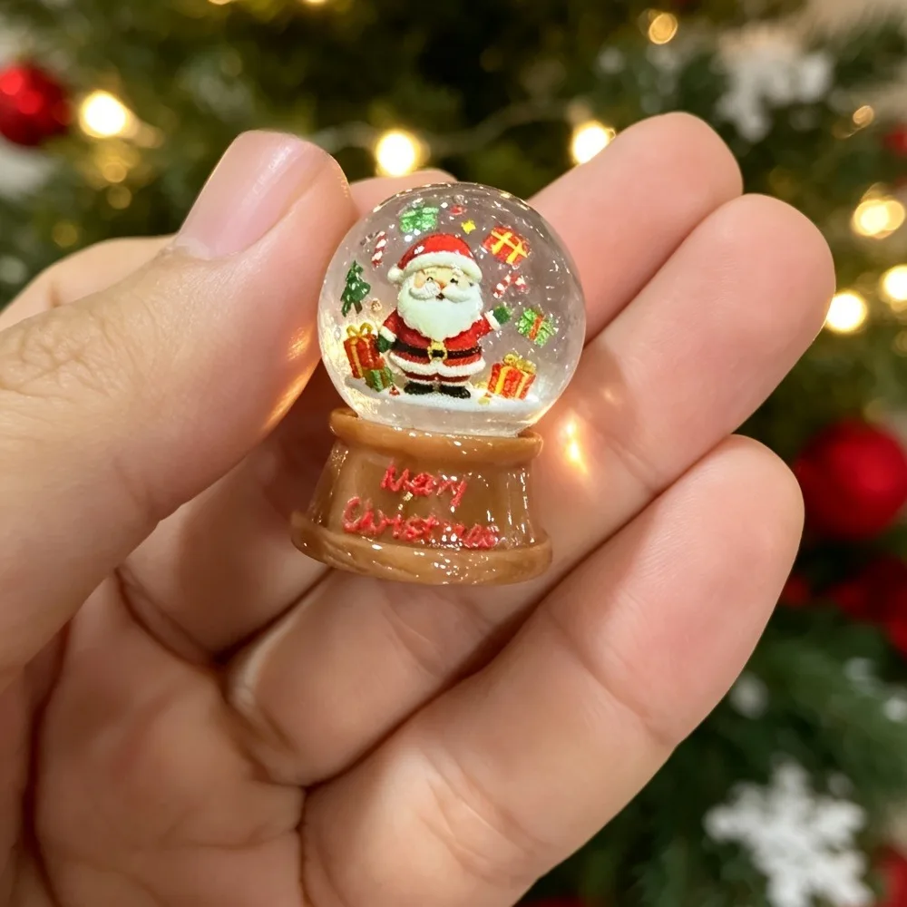 Winter Christmas Themed Christmas Crystal Ball Elk Snow Globe Gift Box Miniature Ornaments DIY Resin Dollhouse Decor Dollhouse